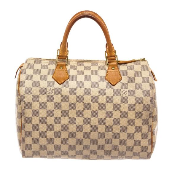 Louis Vuitton Bags Louis Vuitton White Damier Azur Leather Speedy 3